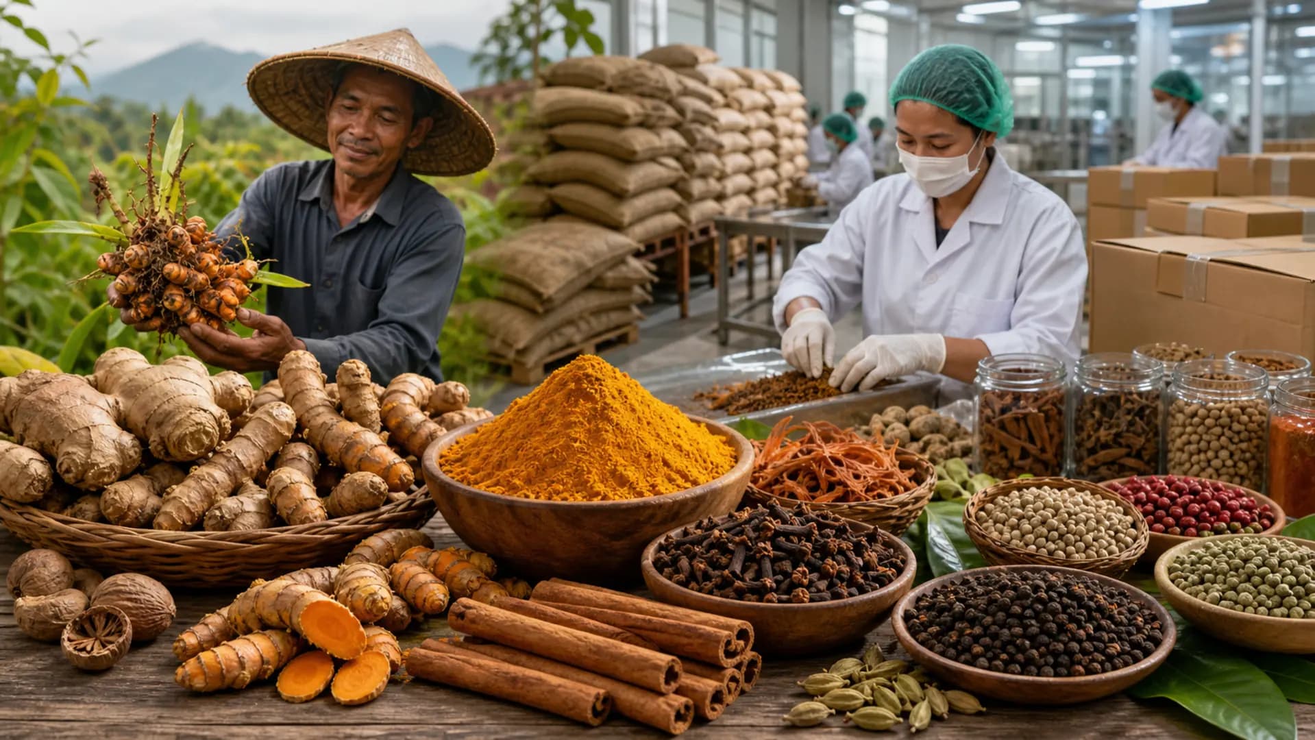 Hilirisasi Rempah Nusantara - Aneka Rempah Indonesia: Kunyit, Jahe, Lada, Kayu Manis, Pala, Cengkeh